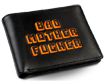 Black/Orange Embroidered Bad Mother Fucker Leather Wallet